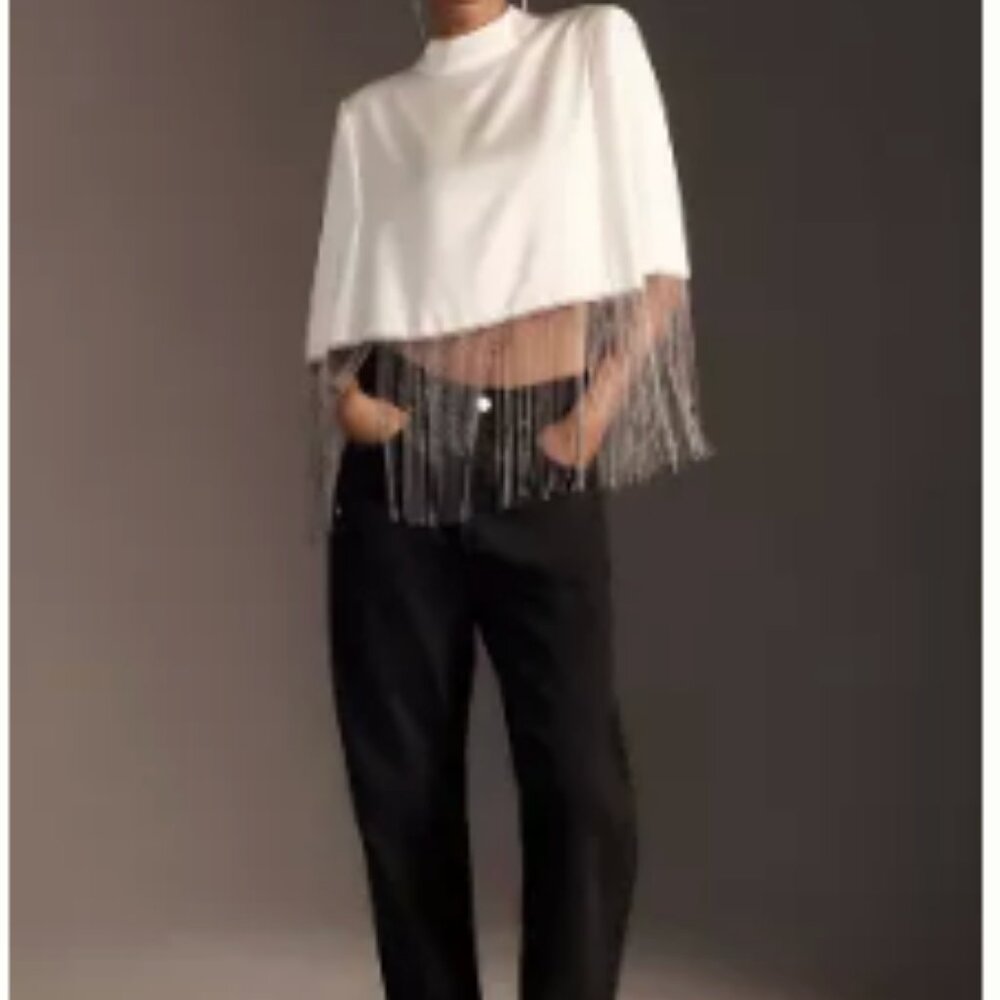 Flat White Beaded Cape Anthropologie